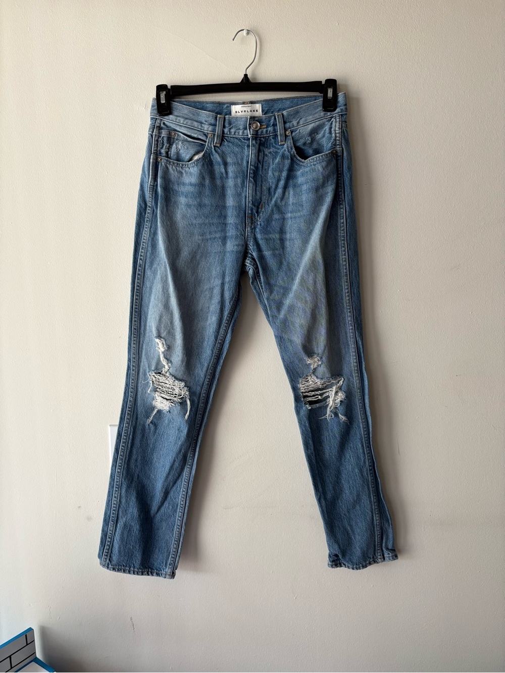 SLVRLAKE Light Blue Distressed Straight Women's Jeans